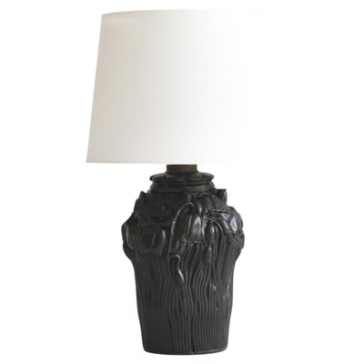 Art Nouveau Danish Table Lamp in Black Terracotta from L. Hjort, 1920-WRF-1263012