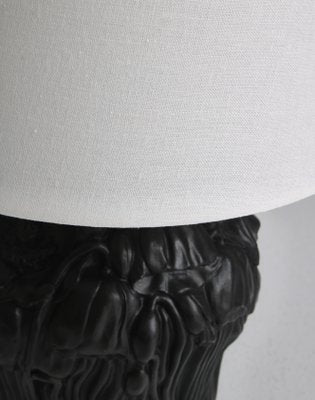 Art Nouveau Danish Table Lamp in Black Terracotta from L. Hjort, 1920-WRF-1263012