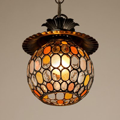 Art Nouveau Design Glass Mosaic Pendant Lamp, 1960s-QBR-2016128