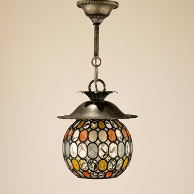 Art Nouveau Design Glass Mosaic Pendant Lamp, 1960s-QBR-2016128