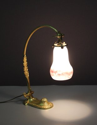 Art Nouveau Desk Lamp in Gilt Bronze and Muller Glassware-BCR-2016261