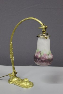 Art Nouveau Desk Lamp in Gilt Bronze and Muller Glassware-BCR-2016261