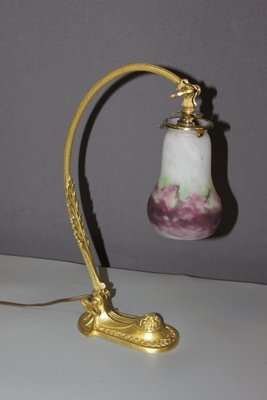 Art Nouveau Desk Lamp in Gilt Bronze and Muller Glassware-BCR-2016261