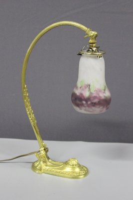 Art Nouveau Desk Lamp in Gilt Bronze and Muller Glassware-BCR-2016261