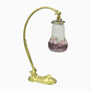 Art Nouveau Desk Lamp in Gilt Bronze and Muller Glassware-BCR-2016261