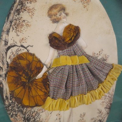 Art Nouveau Diarama with Lady in Summer Wind, 1900s-WK-669678