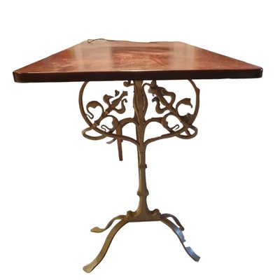 Art Nouveau Dining Table with Wrought Iron Legs-TCS-1756774