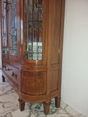 Art Nouveau Display Cabinet in Oak Veneered Walnut and Cut Glass, 1930s-EBW-2032418