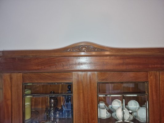 Art Nouveau Display Cabinet in Oak Veneered Walnut and Cut Glass, 1930s-EBW-2032418