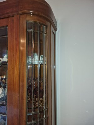 Art Nouveau Display Cabinet in Oak Veneered Walnut and Cut Glass, 1930s-EBW-2032418