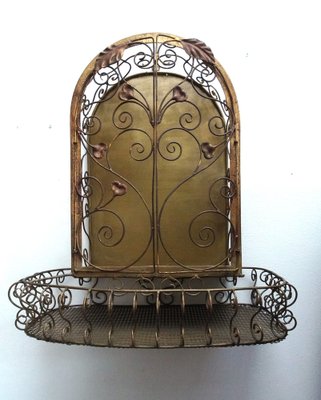 Art Nouveau Display Wall Cabinet in Wrought Iron, 1890s-AWL-2043265