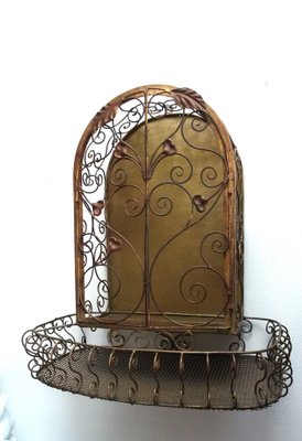 Art Nouveau Display Wall Cabinet in Wrought Iron, 1890s-AWL-2043265