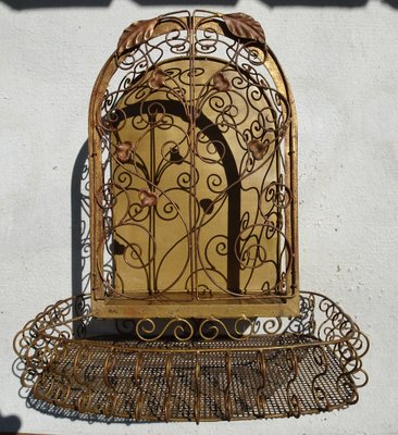 Art Nouveau Display Wall Cabinet in Wrought Iron, 1890s-AWL-2043265