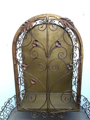 Art Nouveau Display Wall Cabinet in Wrought Iron, 1890s-AWL-2043265