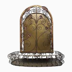 Art Nouveau Display Wall Cabinet in Wrought Iron, 1890s-AWL-2043265