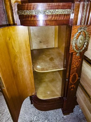 Art Nouveau Dresser with Mirror, Inlays, Brass & Pink Marble, Italy-RAQ-1175720