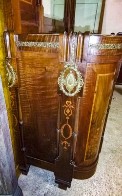 Art Nouveau Dresser with Mirror, Inlays, Brass & Pink Marble, Italy-RAQ-1175720