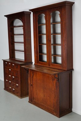 Art Nouveau Dutch Oak Apothecary Cabinets, 1904, Set of 2-XO-2028591