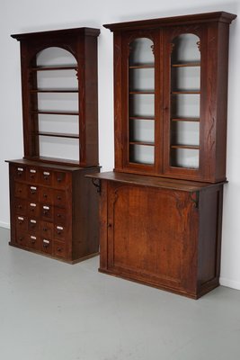 Art Nouveau Dutch Oak Apothecary Cabinets, 1904, Set of 2-XO-2028591