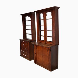 Art Nouveau Dutch Oak Apothecary Cabinets, 1904, Set of 2-XO-2028591