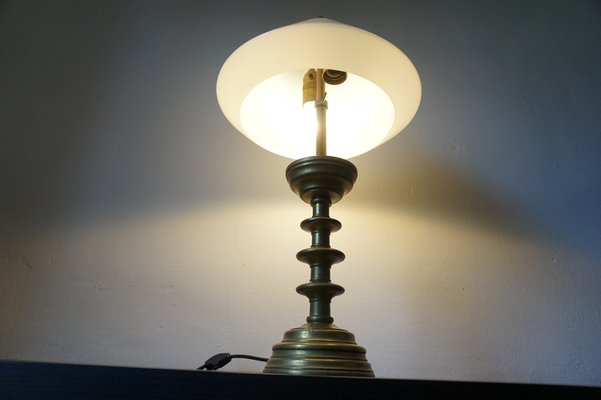 Art Nouveau Empire Brass Table Lamp, 1890s-HUW-1787855