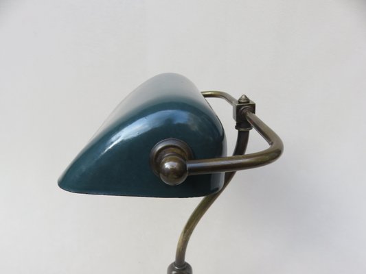 Art Nouveau Enameled Brass Banker's Lamp-EY-935766