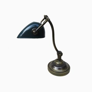 Art Nouveau Enameled Brass Banker's Lamp-EY-935766