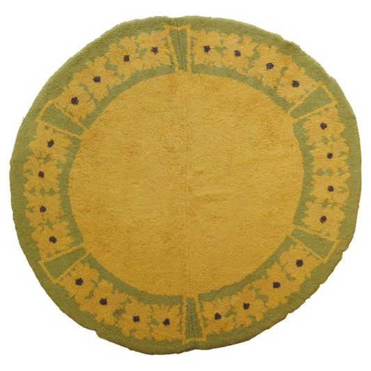 Art Nouveau European Yellow and Green Round Savonerie Rug, 1930s