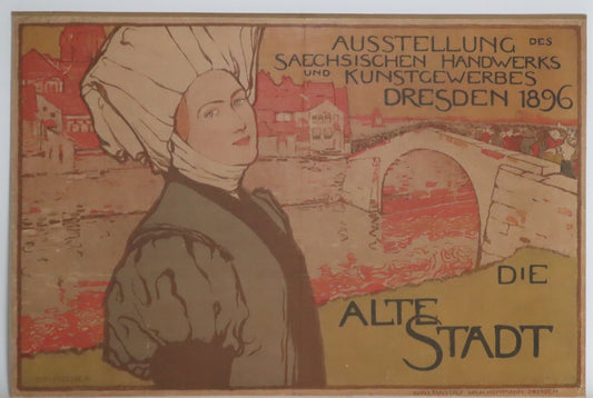 Art Nouveau Exhibition of Saxon Crafts and Arts and Crafts Poster, Dresden, 1896