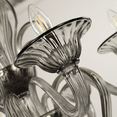 Art Nouveau Fauve Chandelier in Gray Blown Murano Glass from Barovier & Toso, 1920s