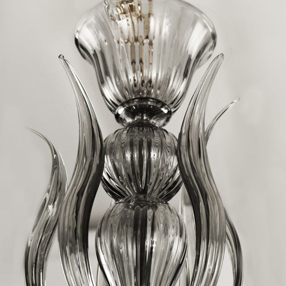 Art Nouveau Fauve Chandelier in Gray Blown Murano Glass from Barovier & Toso, 1920s