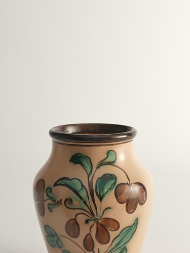 Art Nouveau Flower Motif Earthenware Vase by Sala, Sweden, 1920s