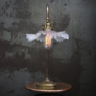 Art Nouveau French Brass and Frosted Glass Table Desk Light-BLS-2025986