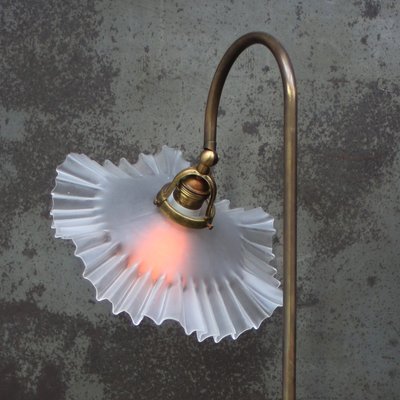 Art Nouveau French Brass and Frosted Glass Table Desk Light-BLS-2025986