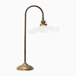 Art Nouveau French Brass and Frosted Glass Table Desk Light-BLS-2025986