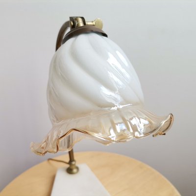 Art Nouveau French Brass, Glass & Marble Table Lamp, 1950s-SCS-1028525