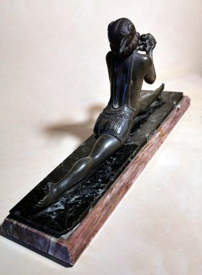 Art Nouveau French Bronze Young Dancer with Marble Base-QRS-1123561