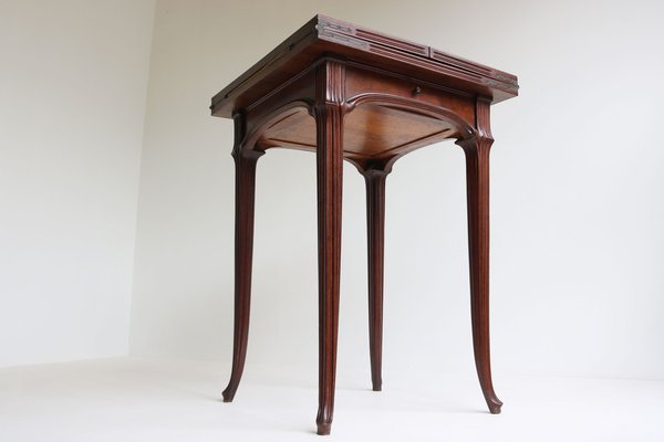 Art Nouveau French Game Table in Chestnut by Emile Gallé, 1905-WIP-1729975