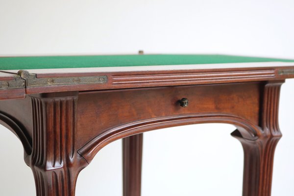 Art Nouveau French Game Table in Chestnut by Emile Gallé, 1905-WIP-1729975