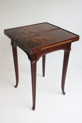 Art Nouveau French Game Table in Chestnut by Emile Gallé, 1905-WIP-1729975