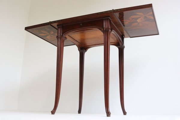 Art Nouveau French Game Table in Chestnut by Emile Gallé, 1905-WIP-1729975