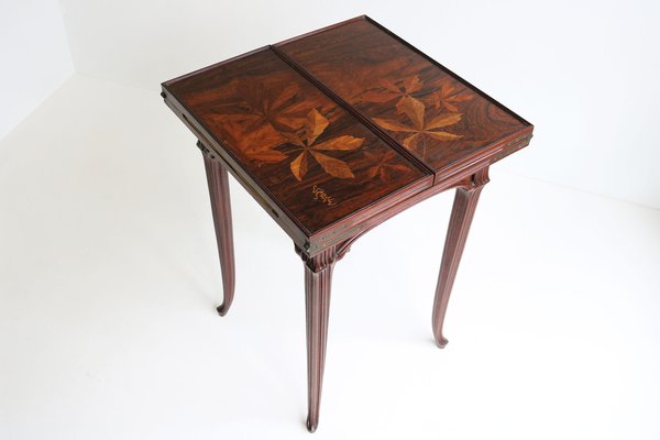 Art Nouveau French Game Table in Chestnut by Emile Gallé, 1905-WIP-1729975