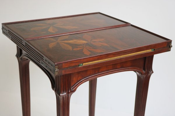 Art Nouveau French Game Table in Chestnut by Emile Gallé, 1905-WIP-1729975