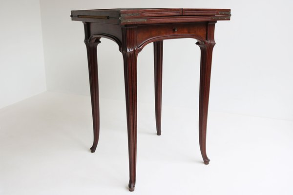 Art Nouveau French Game Table in Chestnut by Emile Gallé, 1905-WIP-1729975