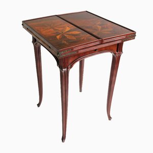 Art Nouveau French Game Table in Chestnut by Emile Gallé, 1905-WIP-1729975