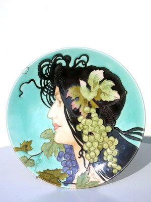 Art Nouveau French Lady Pottery Ceramic from Longchamp, 1900s-KGD-697704