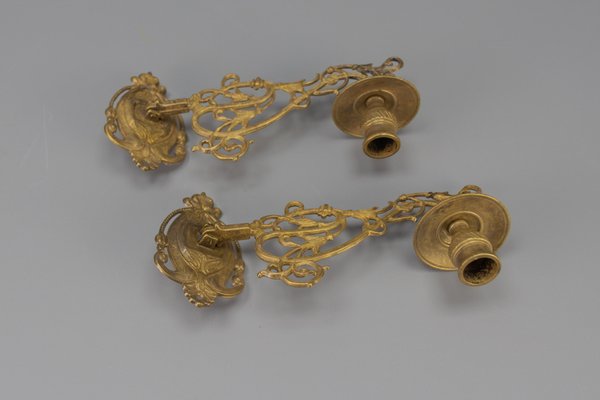 Art Nouveau French Piano Candleholders, 1950s, Set of 2-KEG-1719690