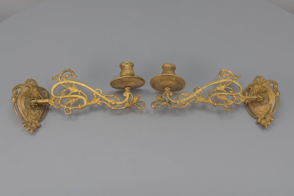 Art Nouveau French Piano Candleholders, 1950s, Set of 2-KEG-1719690