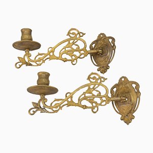 Art Nouveau French Piano Candleholders, 1950s, Set of 2-KEG-1719690