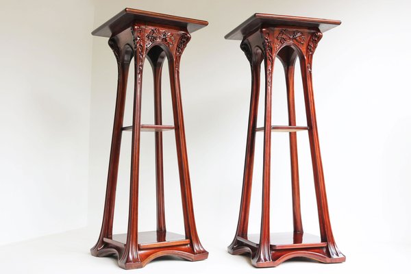 Art Nouveau French Plant Stand Pedestals by Louis Majorelle, 1907, Set of 2-WIP-1729979